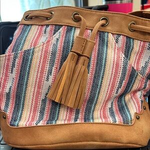 Striped Tan and Multicolor Women's Bag